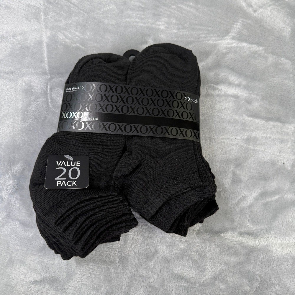 XOXO Womens Low Cut Socks Black 20 Pair Value Pack Shoe Size 4-10 HN157983475